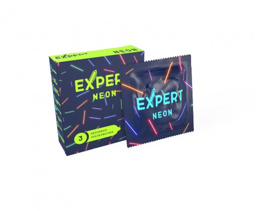 Светящиеся в темноте презервативы Expert Neon - 3 шт. - Expert - купить с доставкой в Сочи