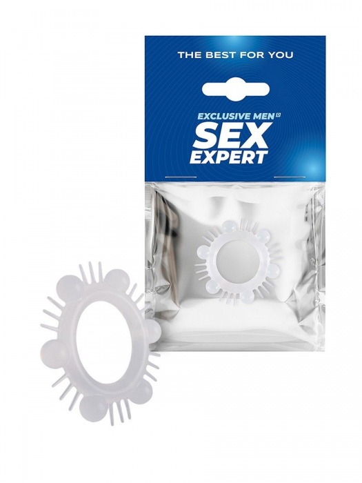 Эластичное эрекционное кольцо с шипиками и шариками - Sex Expert - в Сочи купить с доставкой