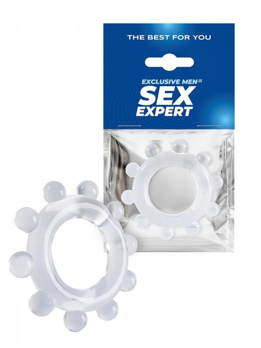 Прозрачное эрекционное кольцо со стимулирующими шариками - Sex Expert - в Сочи купить с доставкой