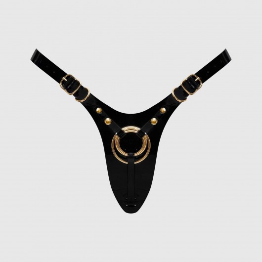 Черный пояс для фиксации насадок Strap-On-Me Leatherette Harness Fabulous - Strap-on-me - купить с доставкой в Сочи