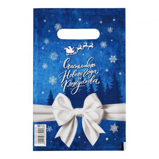 Сине-белый подарочный новогодний пакет с вырубной ручкой (20х30 см) - Сима-Ленд - купить с доставкой в Сочи