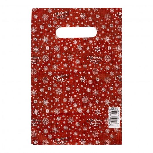 Красный подарочный новогодний пакет с вырубной ручкой (20х30 см) - Сима-Ленд - купить с доставкой в Сочи