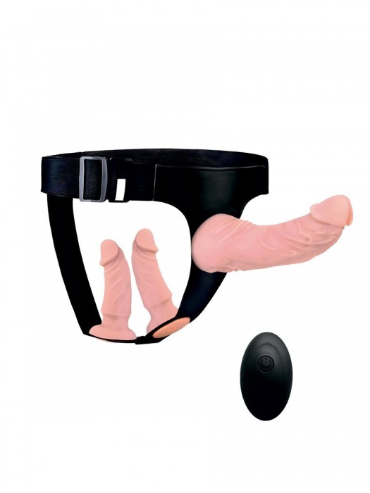 Женский страпон с 3 насадками и вибрацией - Erowoman-Eroman - купить с доставкой в Сочи