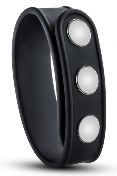 Черное эрекционное кольцо на кнопках - Blush Novelties - в Сочи купить с доставкой