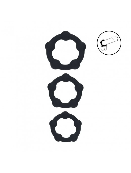 Набор из 3 эрекционных колец Beaded Silicone Cockring Set - Shots Media BV - в Сочи купить с доставкой