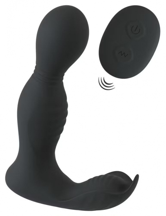 Черная анальная пробка с вибрацией, вращением и пультом ДУ RC Butt Plug with 2 Functions - Orion - в Сочи купить с доставкой
