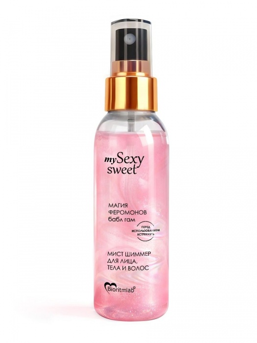 Мист для лица, тела и волос Sexy Sweet с ароматом бабл-гам, шиммером и феромонами - 95 мл. -  - Магазин феромонов в Сочи
