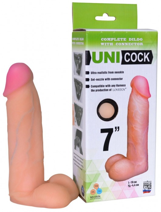 Фаллическая насадка Харнесс UNICOCK 7  - 19 см. - LOVETOY (А-Полимер) - купить с доставкой в Сочи