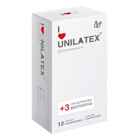 Ультратонкие презервативы Unilatex Ultra Thin - 12 шт. + 3 шт. в подарок - Unilatex - купить с доставкой в Сочи