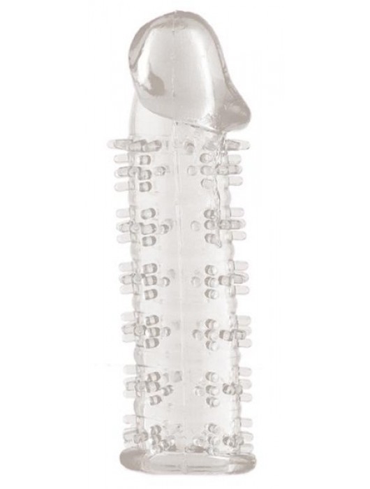 Гелевая прозрачная насадка с шипами - 12 см. - Toyfa Basic - в Сочи купить с доставкой