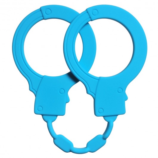 Голубые силиконовые наручники Stretchy Cuffs Turquoise - Lola Games - купить с доставкой в Сочи