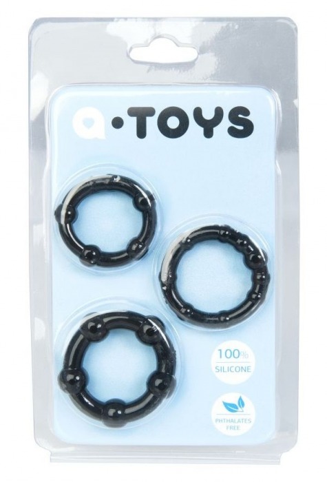 Набор из 3 чёрных эрекционных колец A-toys - A-toys - в Сочи купить с доставкой