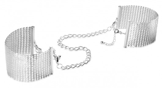 Серебристые наручники-браслеты Desir Metallique Handcuffs - Bijoux Indiscrets - купить с доставкой в Сочи