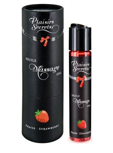Массажное масло с ароматом клубники Huile de Massage Gourmande Fraise des Bois - 59 мл. - Plaisir Secret - купить с доставкой в Сочи