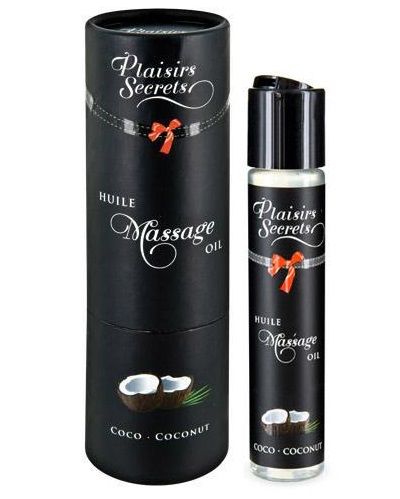 Массажное масло с ароматом кокоса Huile de Massage Gourmande Coco - 59 мл. - Plaisir Secret - купить с доставкой в Сочи