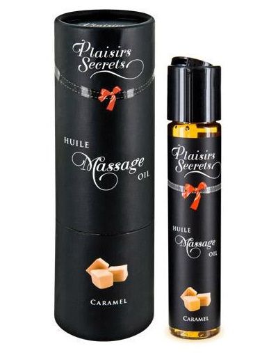 Массажное масло с ароматом карамели Huile de Massage Gourmande Caramel - 59 мл. - Plaisir Secret - купить с доставкой в Сочи