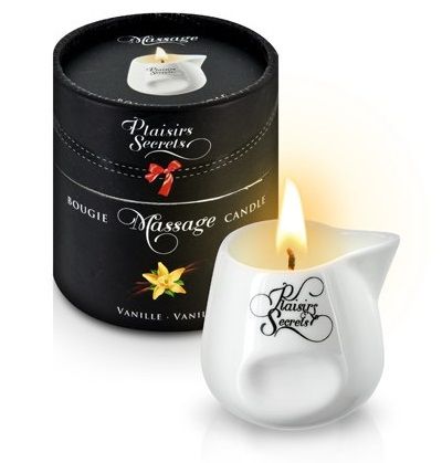 Массажная свеча с ароматом ванили Bougie Massage Gourmande Vanille - 80 мл. - Plaisir Secret - купить с доставкой в Сочи