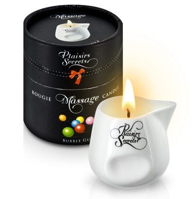 Массажная свеча с ароматом бубль-гума Bougie de Massage Gourmande Bubble Gum - 80 мл. - Plaisir Secret - купить с доставкой в Сочи