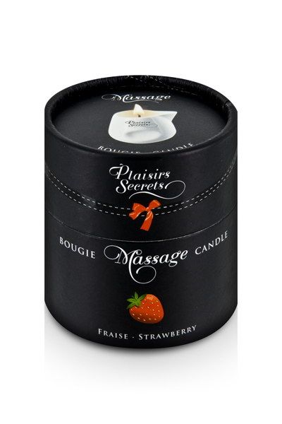 Массажная свеча с ароматом клубники Bougie de Massage Gourmande Fraise - 80 мл. - Plaisir Secret - купить с доставкой в Сочи
