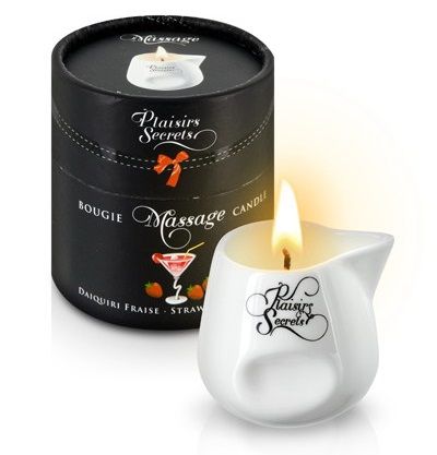 Массажная свеча с ароматом клубничного дайкири Bougie de Massage Daikiri Fraise - 80 мл. - Plaisir Secret - купить с доставкой в Сочи