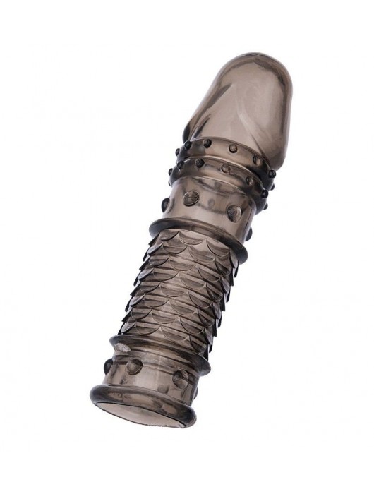 Дымчатая закрытая насадка ToyFa XLover с чешуйками и пупырышками - 13,5 см. - ToyFa - в Сочи купить с доставкой