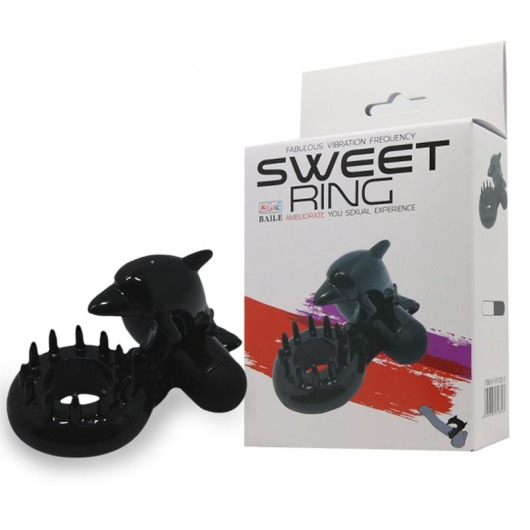 Чёрное эрекционное виброкольцо Sweet Ring с дельфинчиком - Baile - в Сочи купить с доставкой