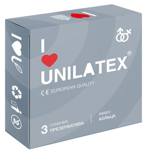 Презервативы с рёбрами Unilatex Ribbed - 3 шт. - Unilatex - купить с доставкой в Сочи