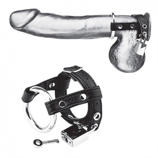 Утяжка на пенис на замочке Duo Cock And Ball Lock - BlueLine - купить с доставкой в Сочи