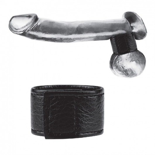 Чёрная утяжка на мошонку 1  Velcro Ball Stretcher - BlueLine - купить с доставкой в Сочи