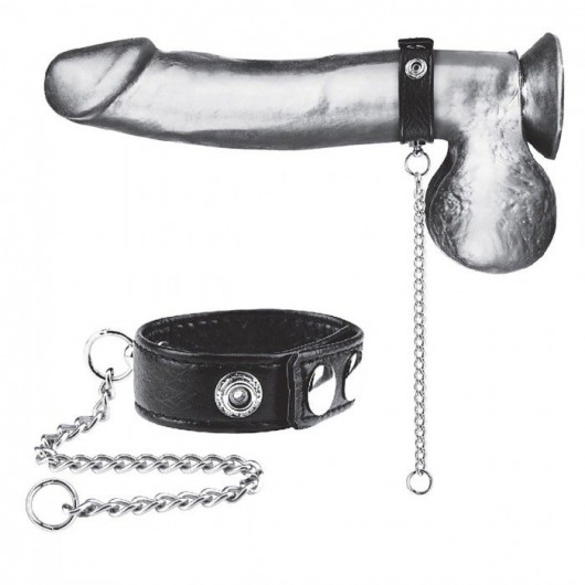 Утяжка на пенис с поводком Snap Cock Ring With 12  Leash - BlueLine - купить с доставкой в Сочи