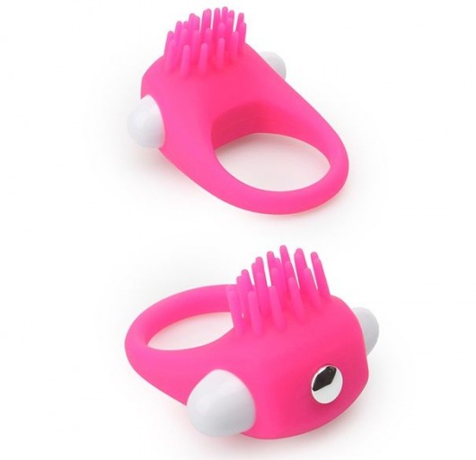 Розовое эрекционное кольцо с щеточкой LIT-UP SILICONE STIMU RING 5 - Dream Toys - в Сочи купить с доставкой