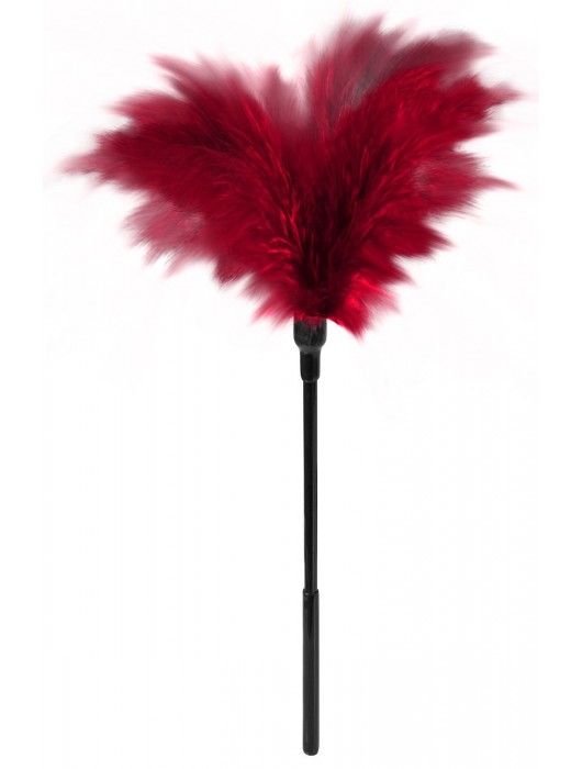 Пластиковая метелочка с красными пёрышками Small Feather Tickler - 32 см. - Blush Novelties - купить с доставкой в Сочи