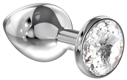 Большая серебристая анальная пробка Diamond Clear Sparkle Large с прозрачным кристаллом - 8 см. - Lola Games - купить с доставкой в Сочи