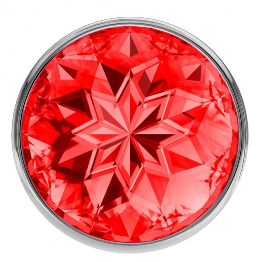 Малая серебристая анальная пробка Diamond Red Sparkle Small с красным кристаллом - 7 см. - Lola Games - купить с доставкой в Сочи