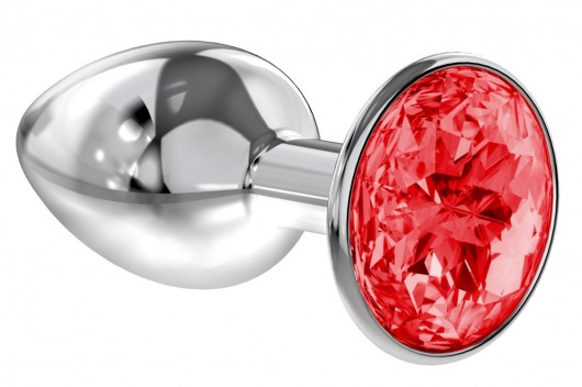 Малая серебристая анальная пробка Diamond Red Sparkle Small с красным кристаллом - 7 см. - Lola Games - купить с доставкой в Сочи