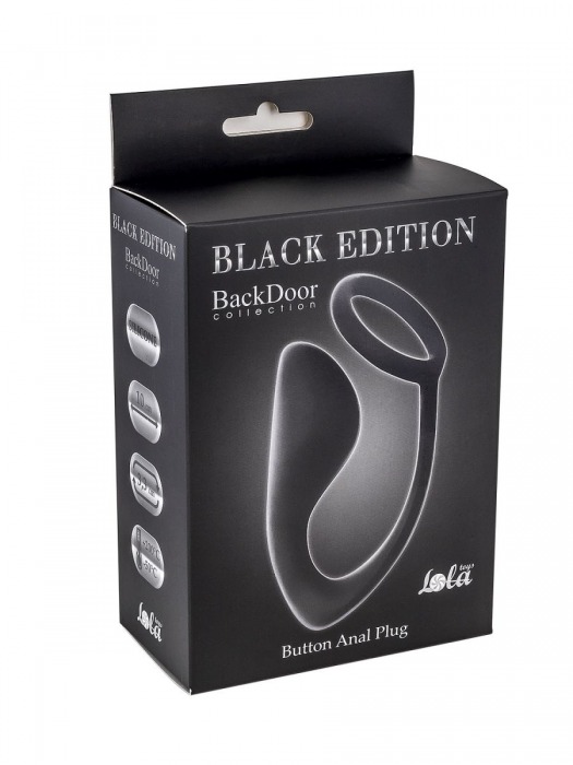 Чёрное эрекционное кольцо с анальной пробкой Button Anal Plug - Lola Games - в Сочи купить с доставкой