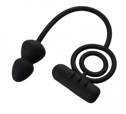 Чёрное эрекционное кольцо с вибропулькой и анальным хвостом - Erotist Adult Toys - в Сочи купить с доставкой