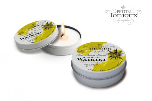 Массажная свеча Petits Joujoux Waikiki Beach с ароматом кокоса и ананаса - 33 гр. - MyStim - купить с доставкой в Сочи
