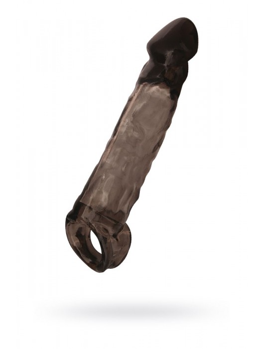 Чёрная насадка на пенис Tс подхватом - 19,5 см. - ToyFa - в Сочи купить с доставкой