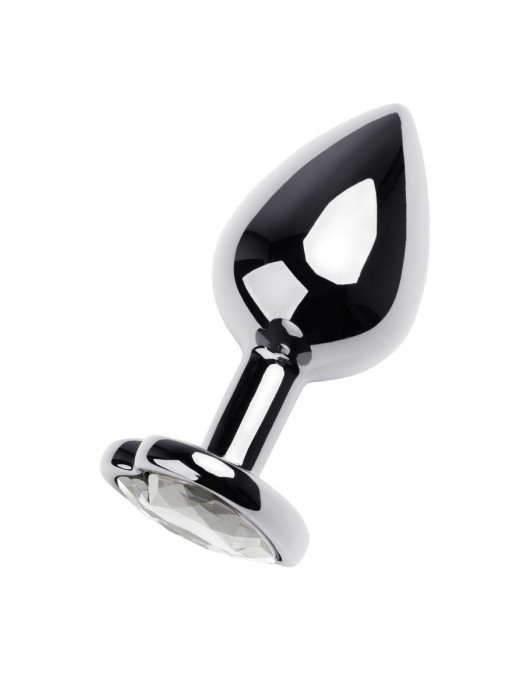 Серебристая анальная пробка с прозрачным кристаллом-сердцем - 8 см. - ToyFa - купить с доставкой в Сочи