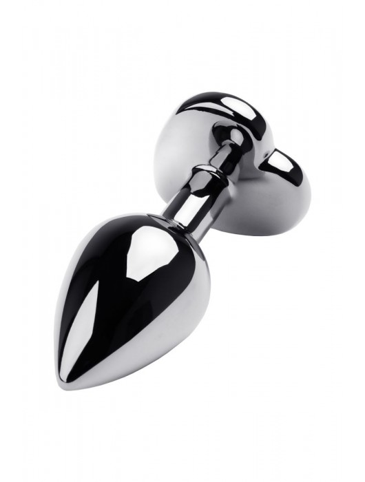 Серебристая анальная пробка с прозрачным кристаллом-сердцем - 8 см. - ToyFa - купить с доставкой в Сочи