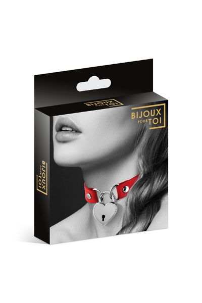 Красный чокер с замком в форме сердца - Bijoux Pour Toi - купить с доставкой в Сочи