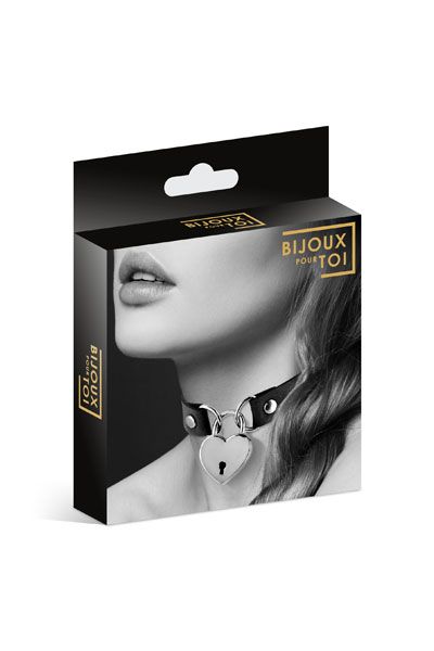 Черный чокер с замком в форме сердца - Bijoux Pour Toi - купить с доставкой в Сочи