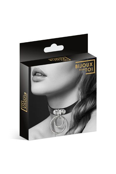 Черный чокер с двумя кольцами - Bijoux Pour Toi - купить с доставкой в Сочи