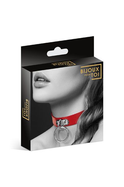 Красный узенький чокер с кольцом - Bijoux Pour Toi - купить с доставкой в Сочи