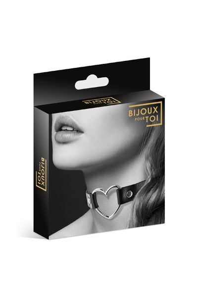 Чёрный чокер с кольцом в форме сердца - Bijoux Pour Toi - купить с доставкой в Сочи