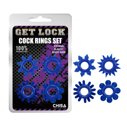 Набор из 4 синих колец Get Lock - Chisa - в Сочи купить с доставкой
