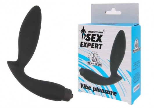 Чёрный вибростимулятор простаты Sex Expert Vibe Pleasure - Sex Expert - в Сочи купить с доставкой
