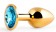 Золотистая анальная пробка с голубым стразом - 7,2 см. - Anal Jewelry Plug - купить с доставкой в Сочи